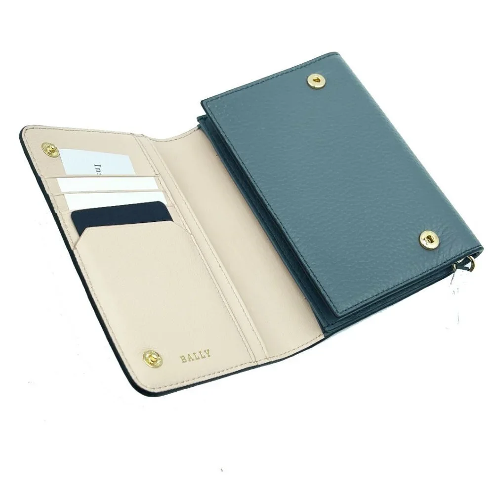 Bally Woodi Gray Pebbled Leather Bifold Wallet‎
